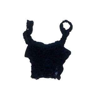 Forever 21 Black Textured Crop Top